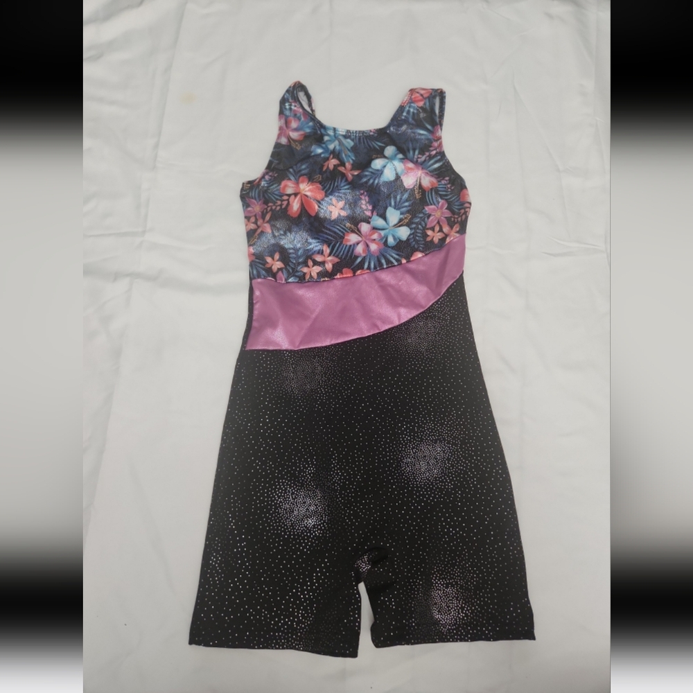 Revolution girls size 10-12 black floral Leotard #P5
